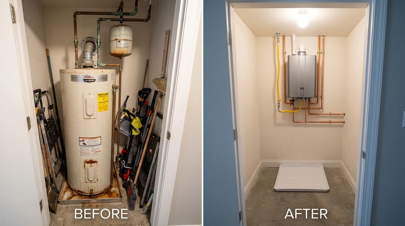 Tank water heater versus wall-mounted tankless unit comparison for Eagle Pass, TX homeowners
